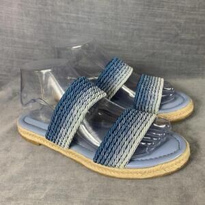 Esprit Womens Size 7 Arya Flat Sandal Multi Tone Blue Bohemian Slip On Shoe